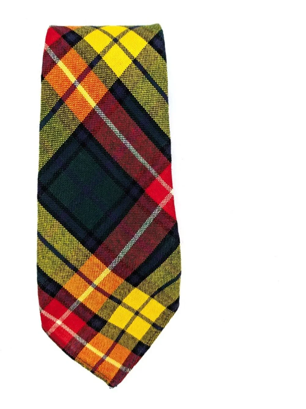 Buchanan Mens 100% Wool Necktie Scotland Designer Tartan Plaid Multi-Color EUC